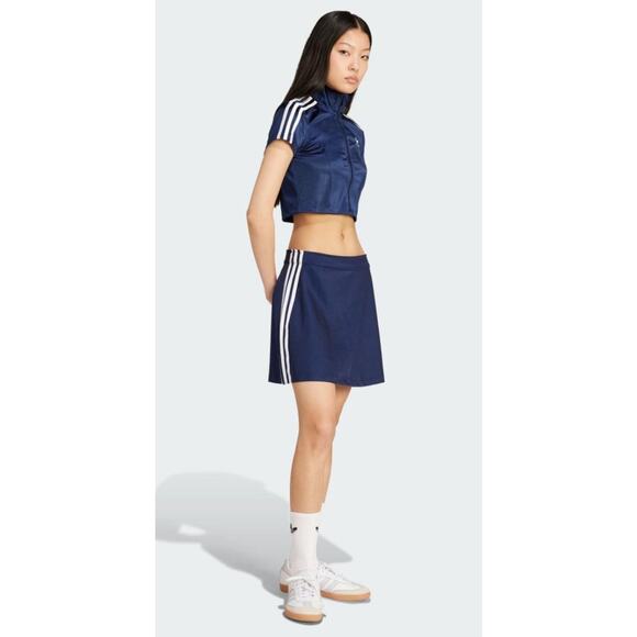 NEW ADIDAS ORIGINALS Adicolor 3-Stripe Mini Skirt Size LARGE Night Indigo Blue - Picture 3 of 7